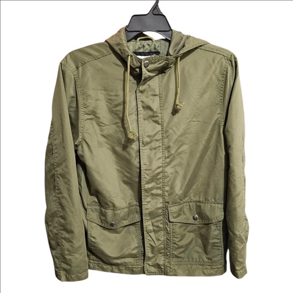 Old Navy Mens Anorak Bold Field Jacket Olive Green Hooded 826944-01 Size Medium